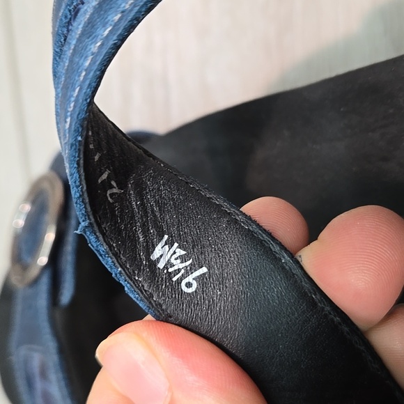 SAS Women's Blue Sandals with Silver Buckles Leather Wedge Shoes Sz 9.5M - Picture 7 of 11